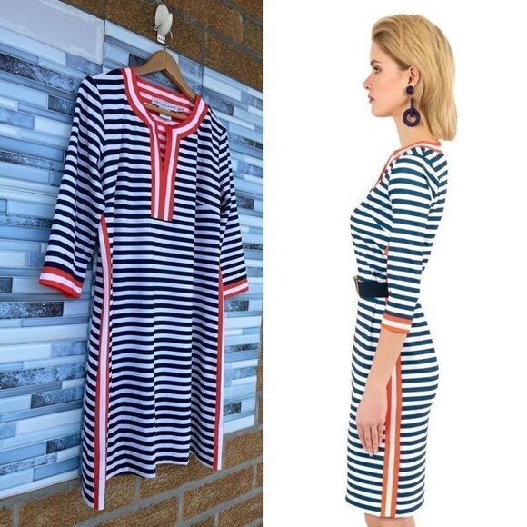 Gretchen Scott The Hinckley Jersey Split Neck Dress XL - Picture 2 of 13